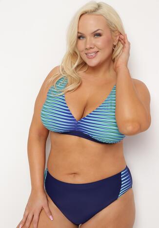 Niebiesko Granatowe Bikini Biustonosz Na Grubych Rami Czkach Z Regulacj Majtki Typu Figi
