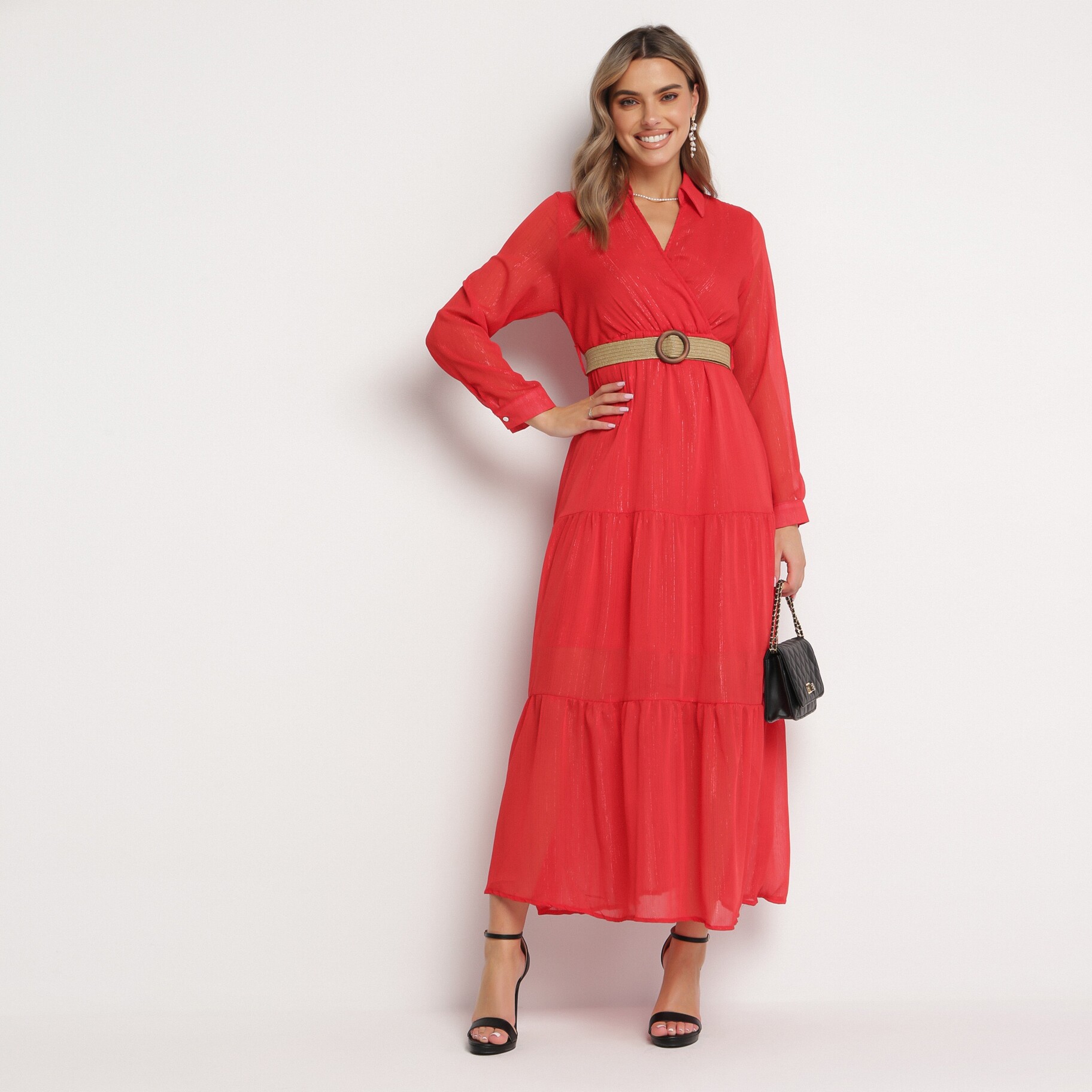 Piros ruha, piros, textil, Born2be, átmeneti,  XL akciós termékkép 1