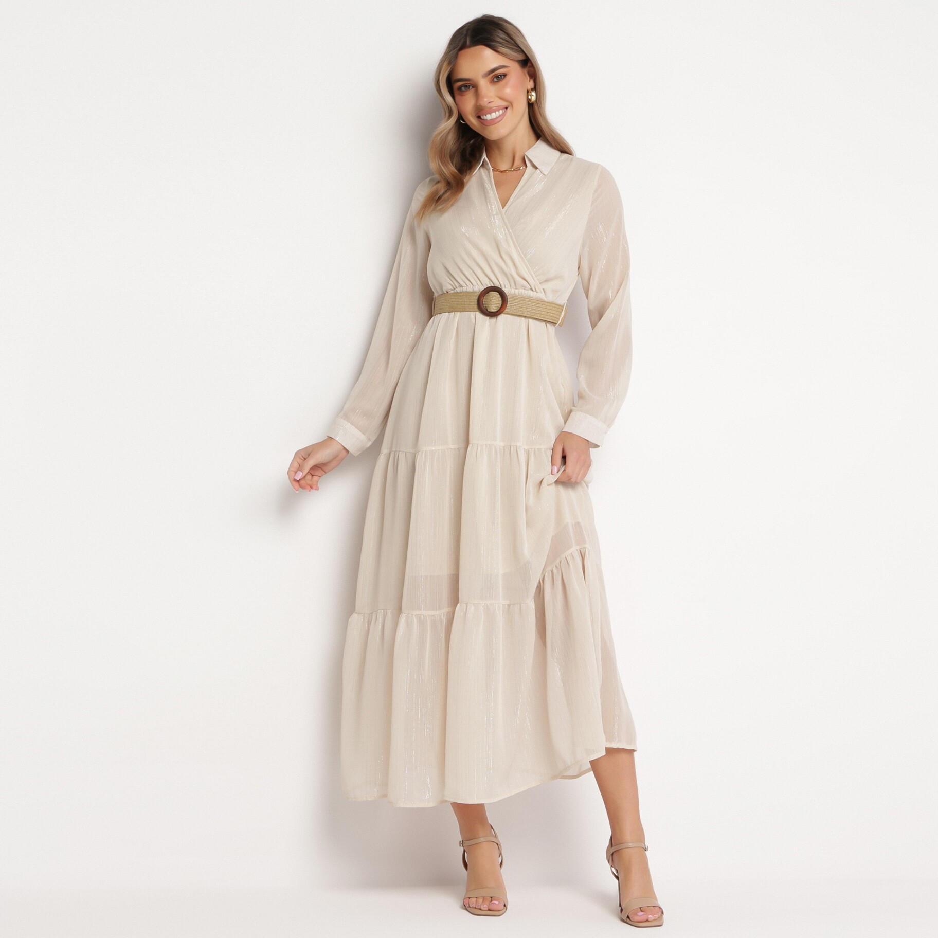 Bézs ruha, bézs, textil, Born2be, átmeneti,  XL akciós termékkép 1
