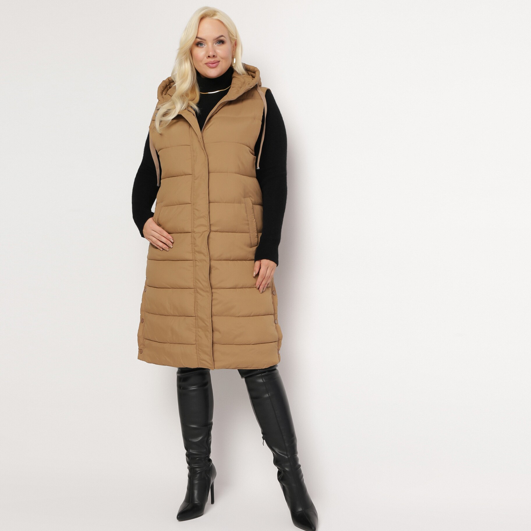 Bézs Mellény, bézs, textil, Born2be, téli,  3XL akciós termékkép 1