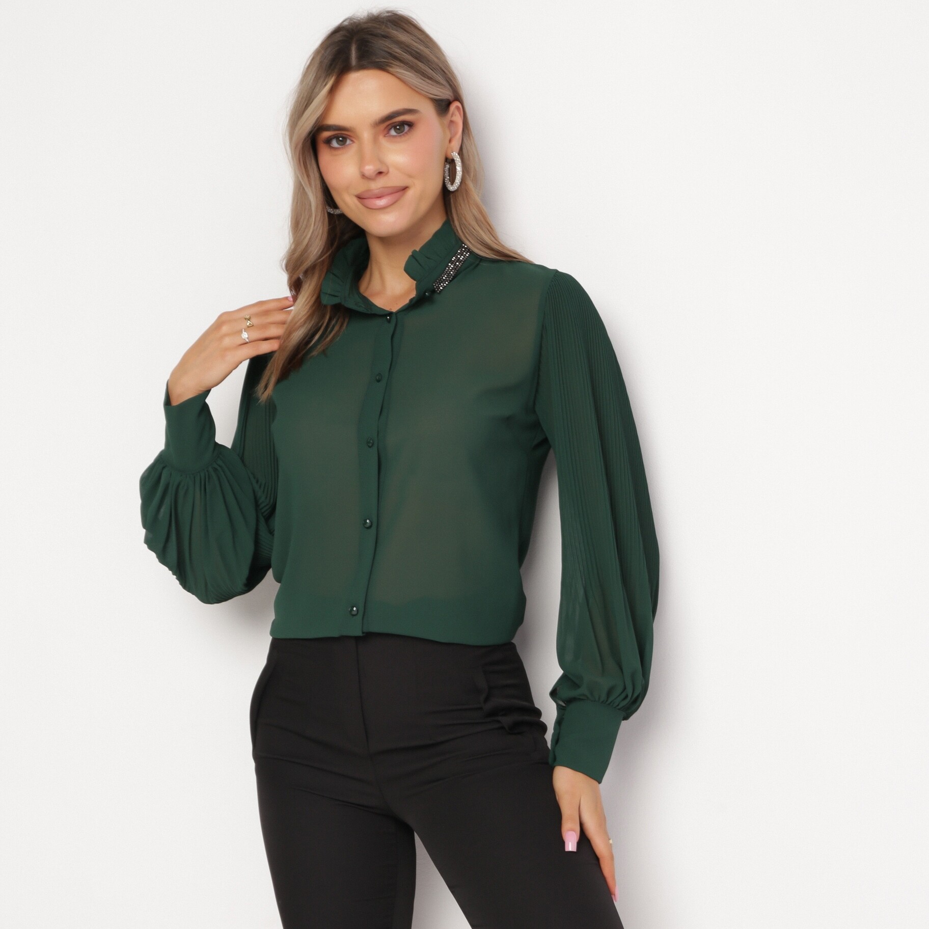 Zöld Ing, zöld, textil, Born2be, egész évben,  ONE SIZE akciós termékkép 1