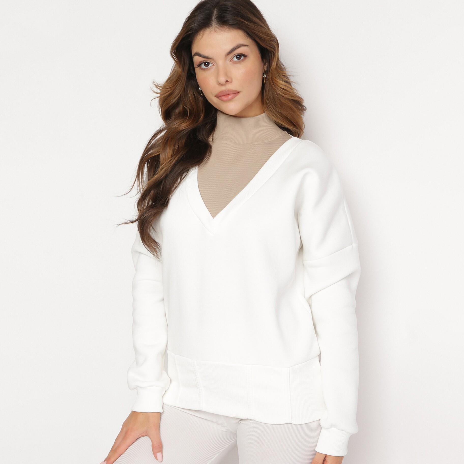 Fehér Melegítőfelső, fehér, textil, Born2be, téli,  ONE SIZE akciós termékkép 1