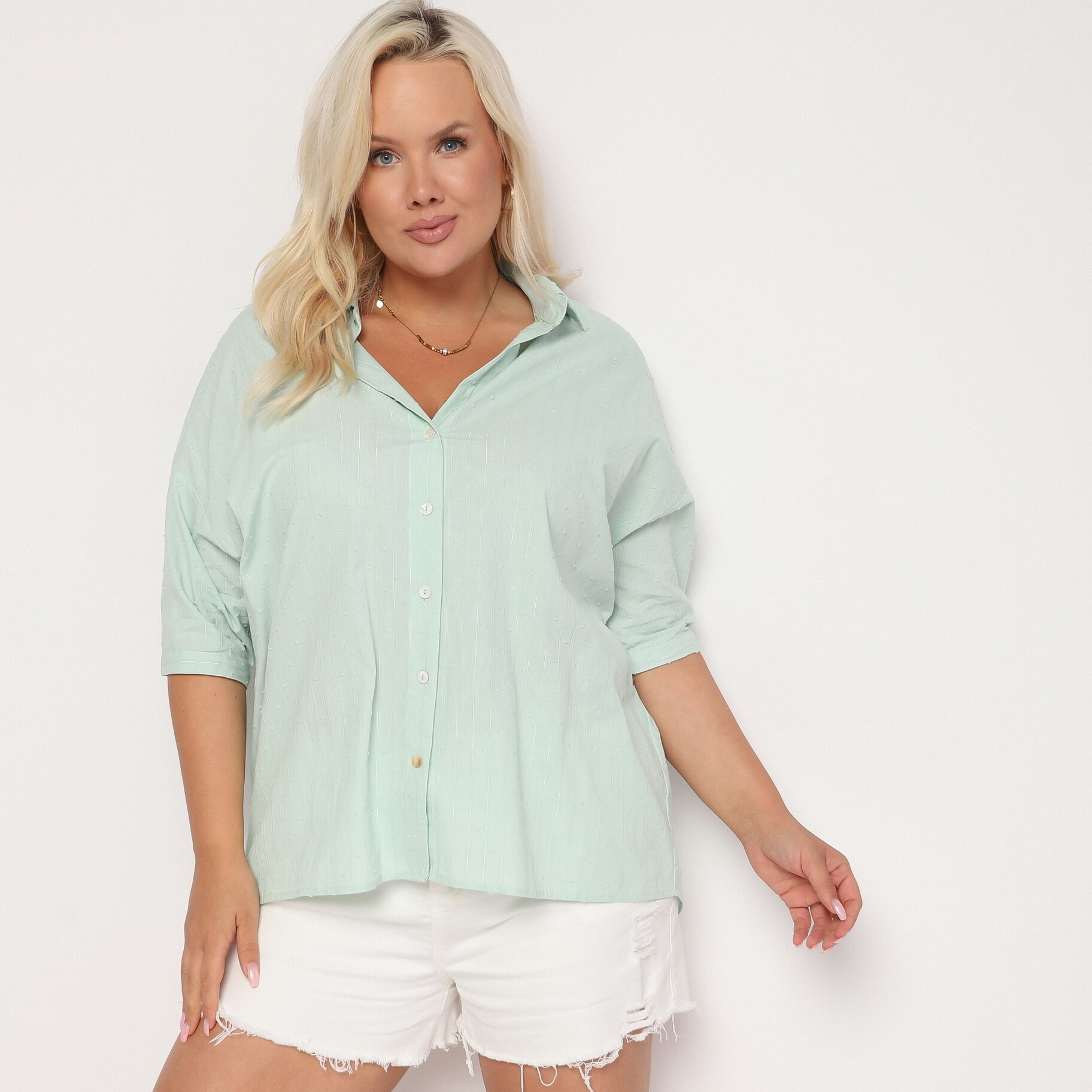 Zöld Ing, zöld, textil, Born2be, nyári,  4XL akciós termékkép 1