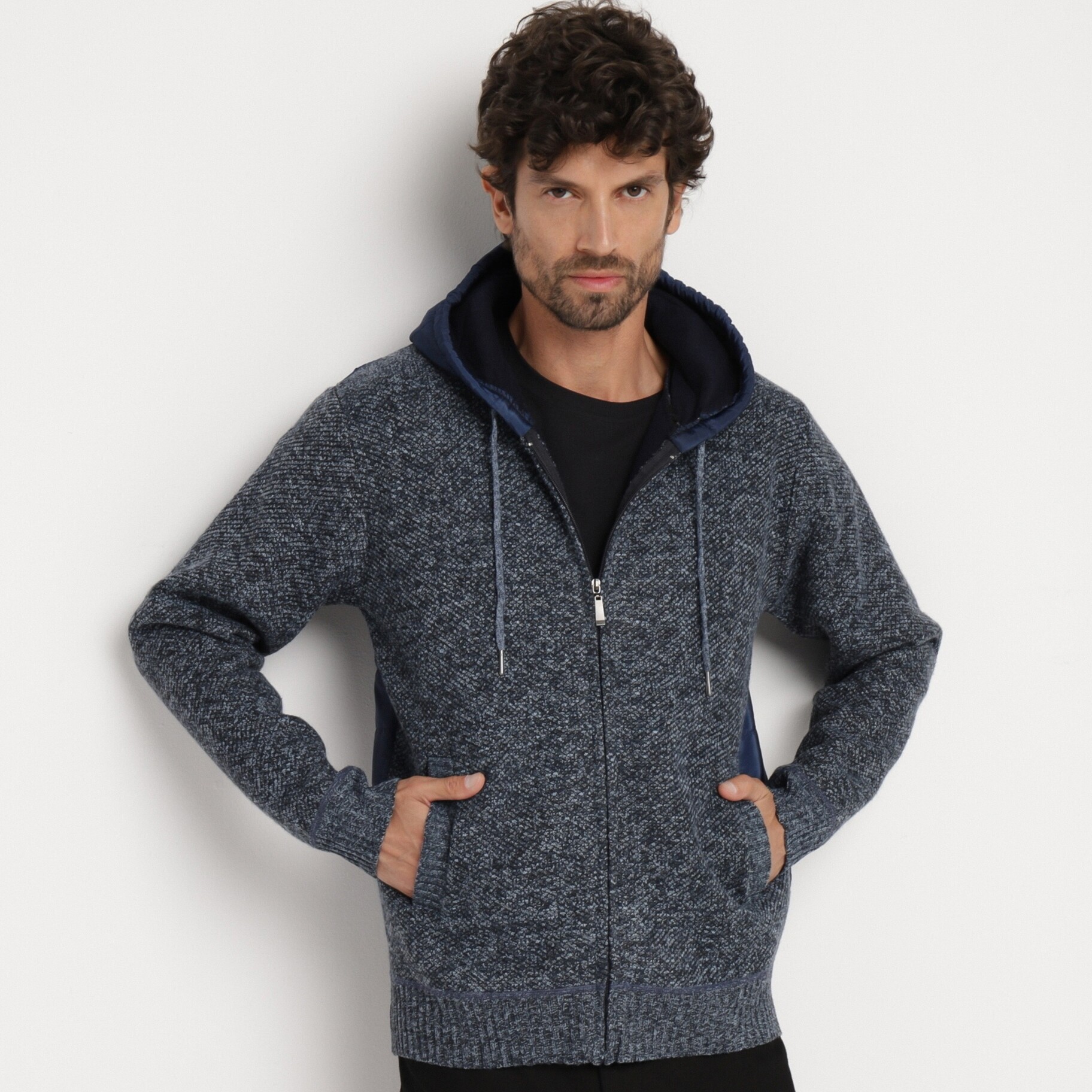 Kék Melegítőfelső, kék, kötött, Born2be, téli,  2XL akciós termékkép 1