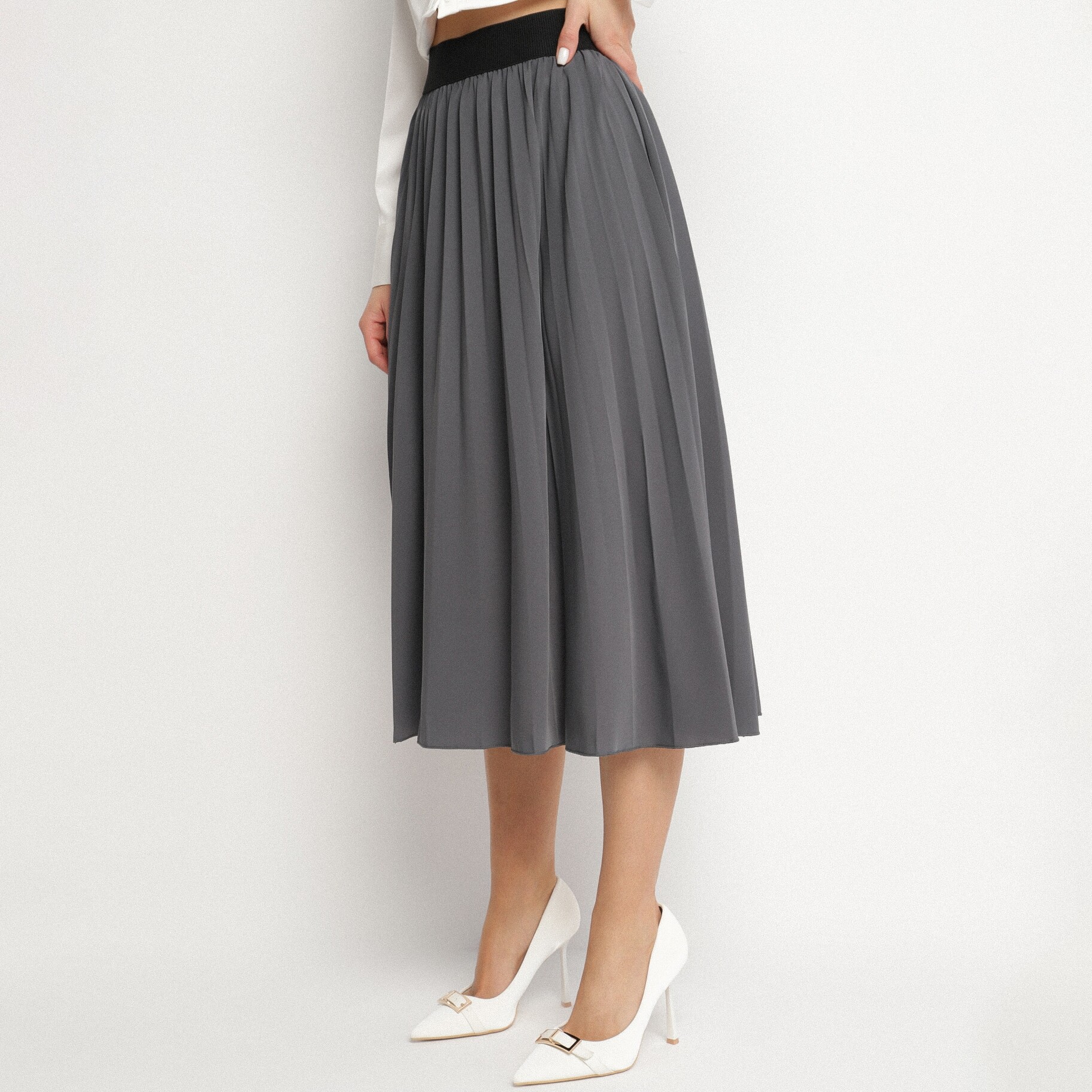 Szürke Szoknya, szürke, textil, Born2be, átmeneti,  S akciós termékkép 1