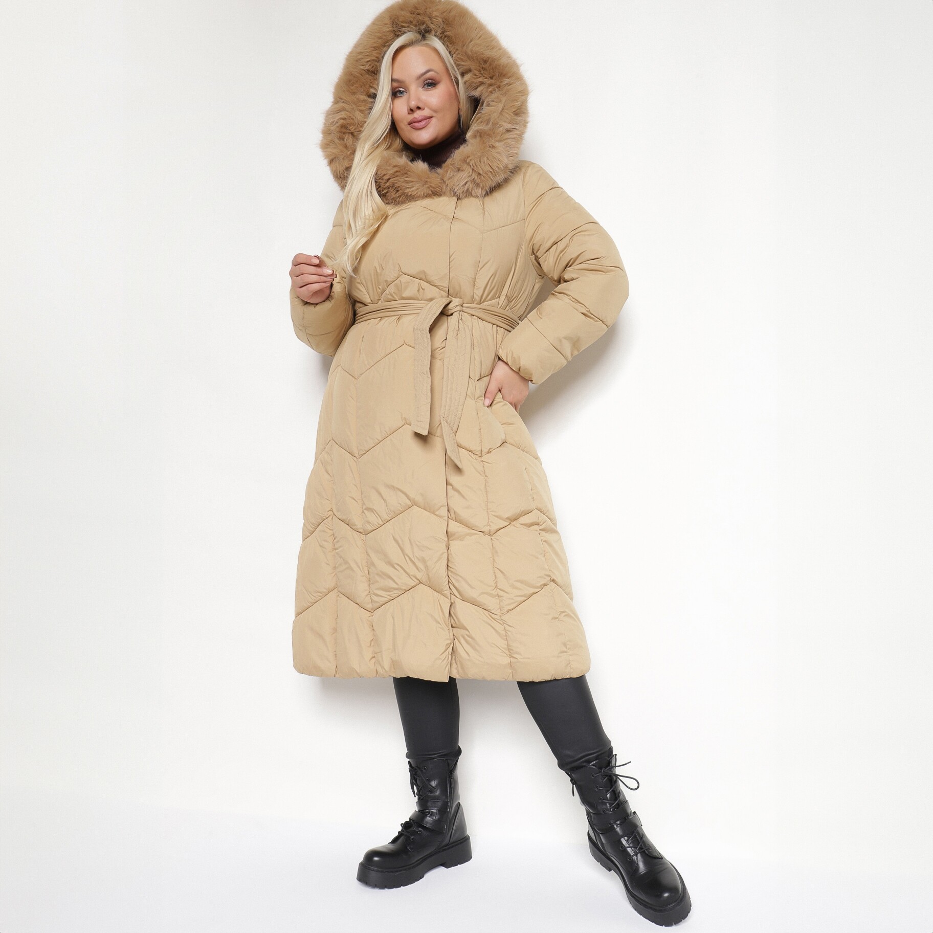 Bézs Dzseki, bézs, textil, Born2be, téli,  5XL akciós termékkép 1