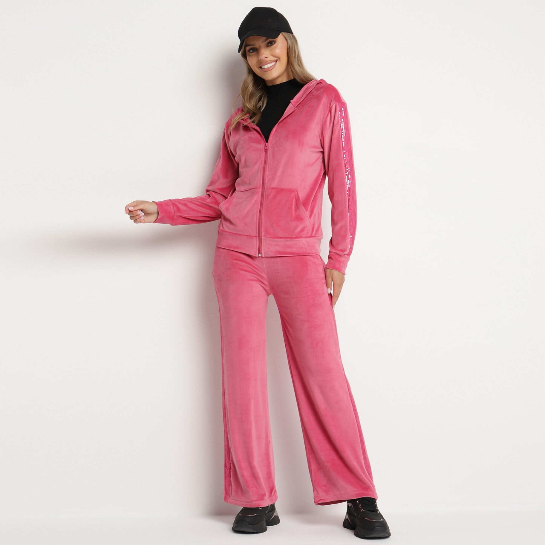 Pink Melegítőruha együttes, rózsaszín, bársony, Born2be, átmeneti,  S akciós termékkép 1