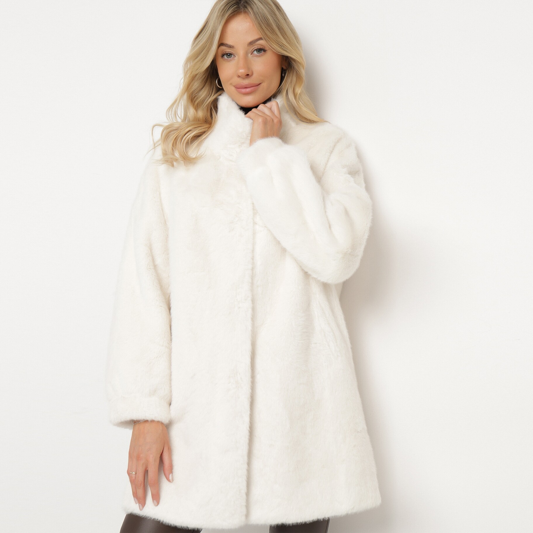 Bézs Kabát, bézs, műszőrme, Born2be, téli,  2XL akciós termékkép 1