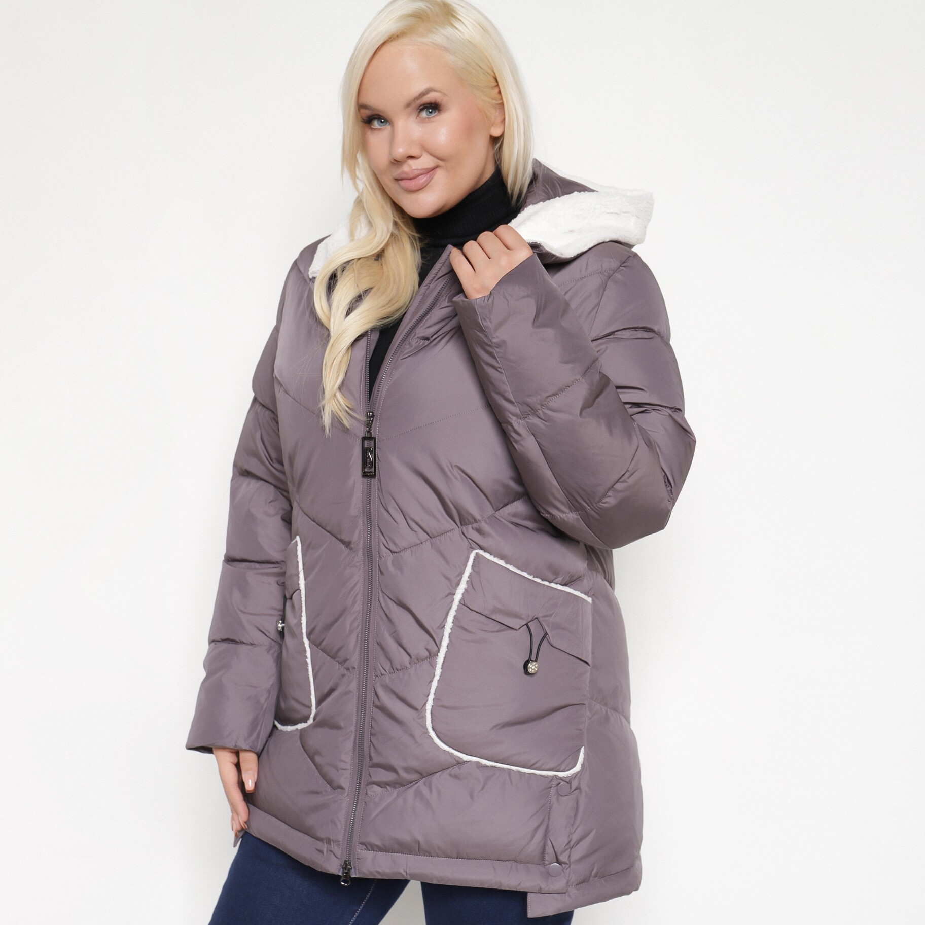 Lila Dzseki, lila, textil, Born2be, téli,  6XL akciós termékkép 1