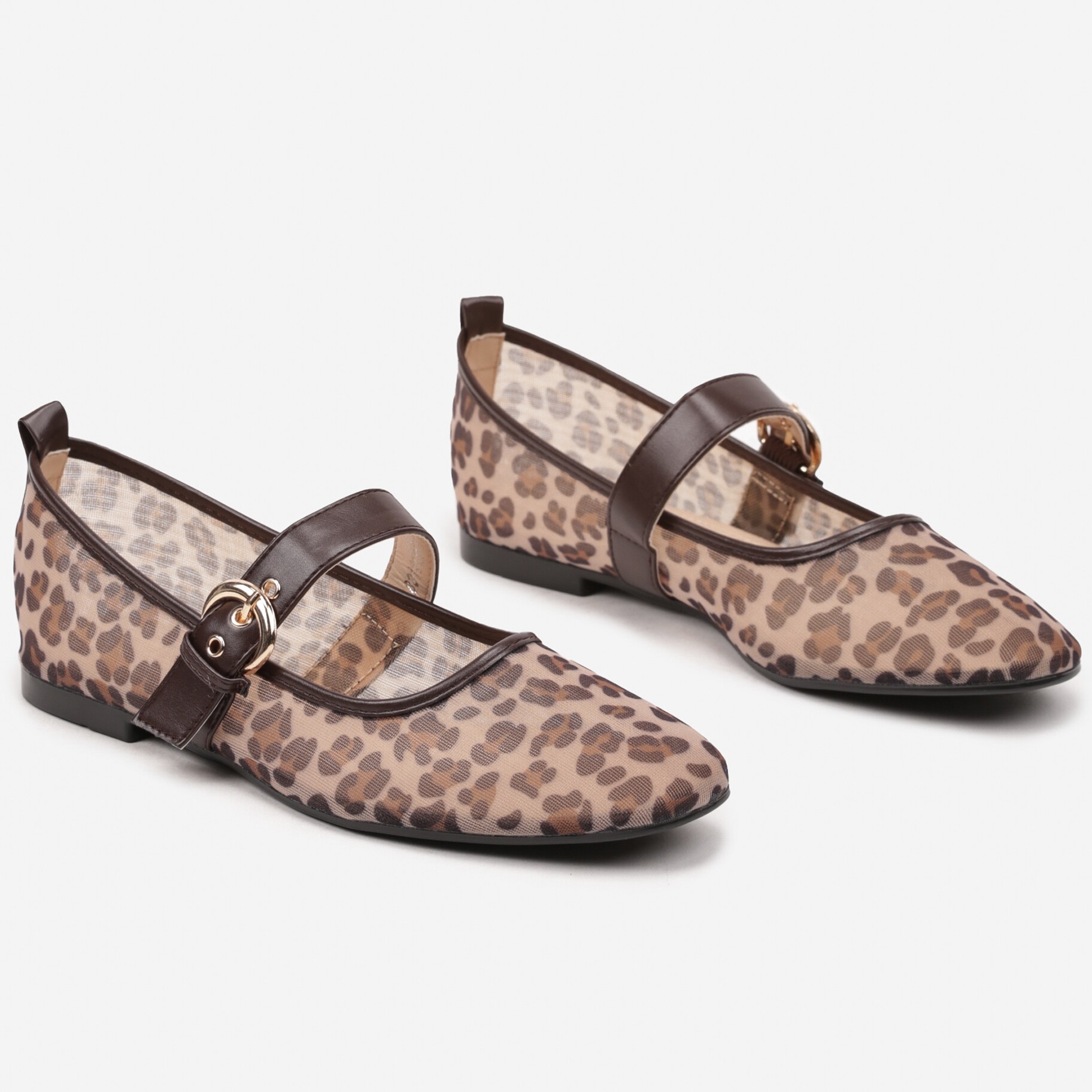 Leopárd mintásak mintásak Balerina lapossarkú cipő, leopárd mintás, textil anyag, Born2be, nyári,  36 akciós termékkép 1