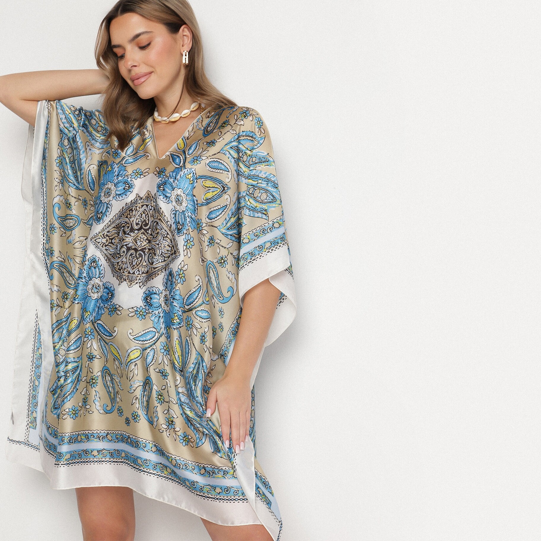 Bézs Poncsó, bézs, textil, Born2be, nyári,  ONE SIZE akciós termékkép 1