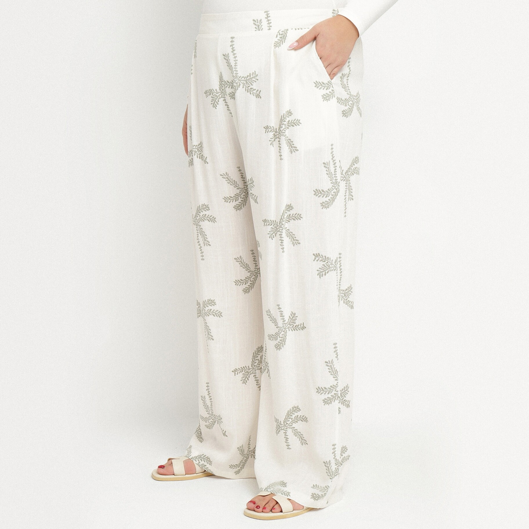 Fehér Nadrág, fehér, textil, Born2be, nyári,  2XL akciós termékkép 1