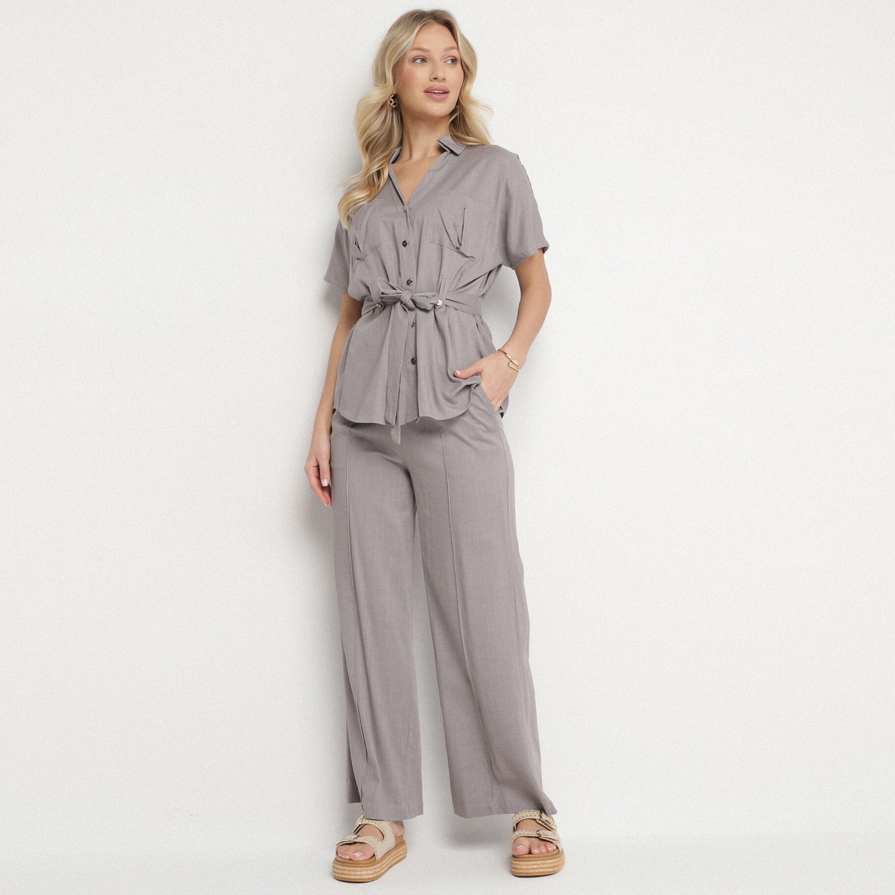 Szürke Kényelmi szett, szürke, textil, Born2be, nyári,  S akciós termékkép 1