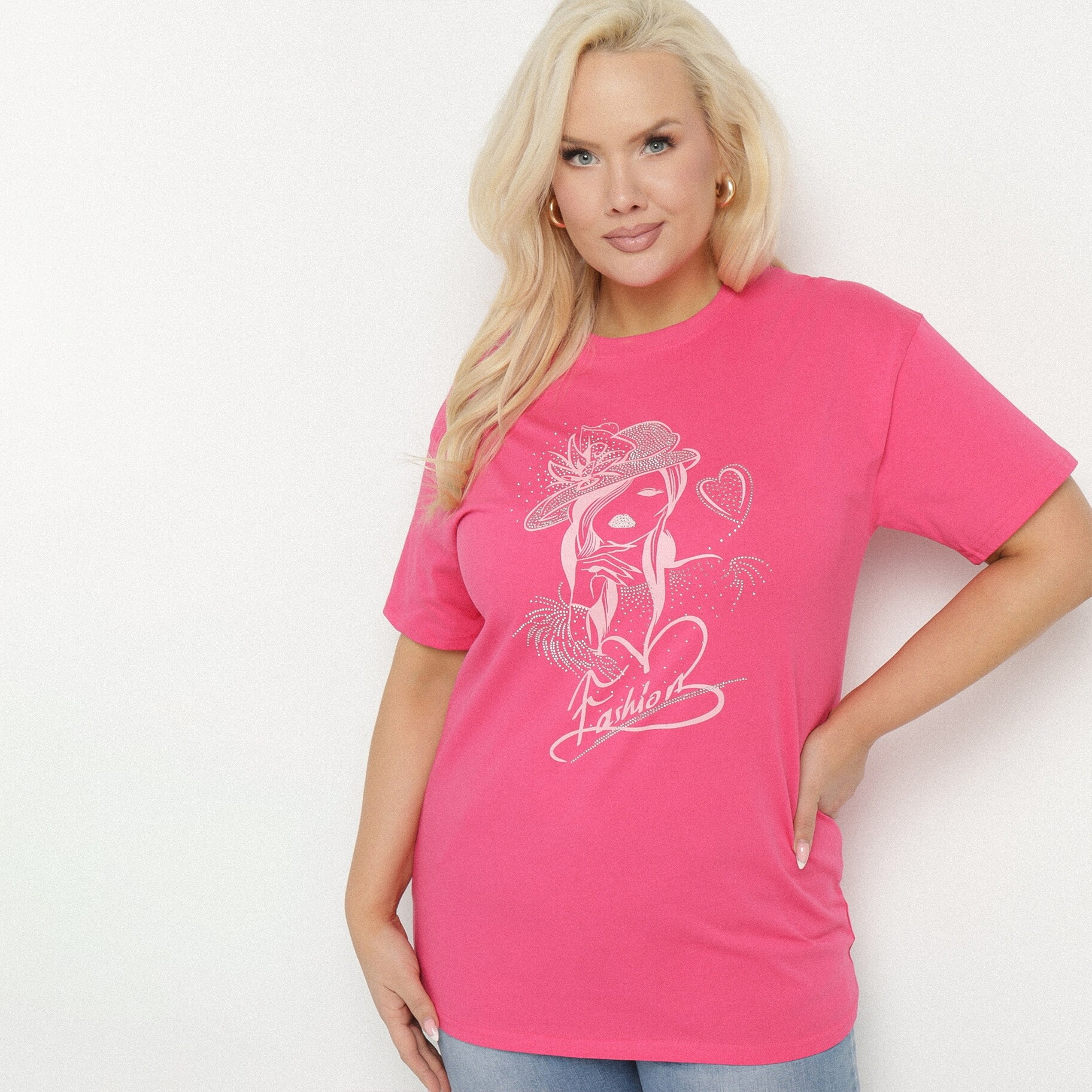 Rózsaszín Póló, rózsaszín, textil, Born2be, nyári,  2XL akciós termékkép 1