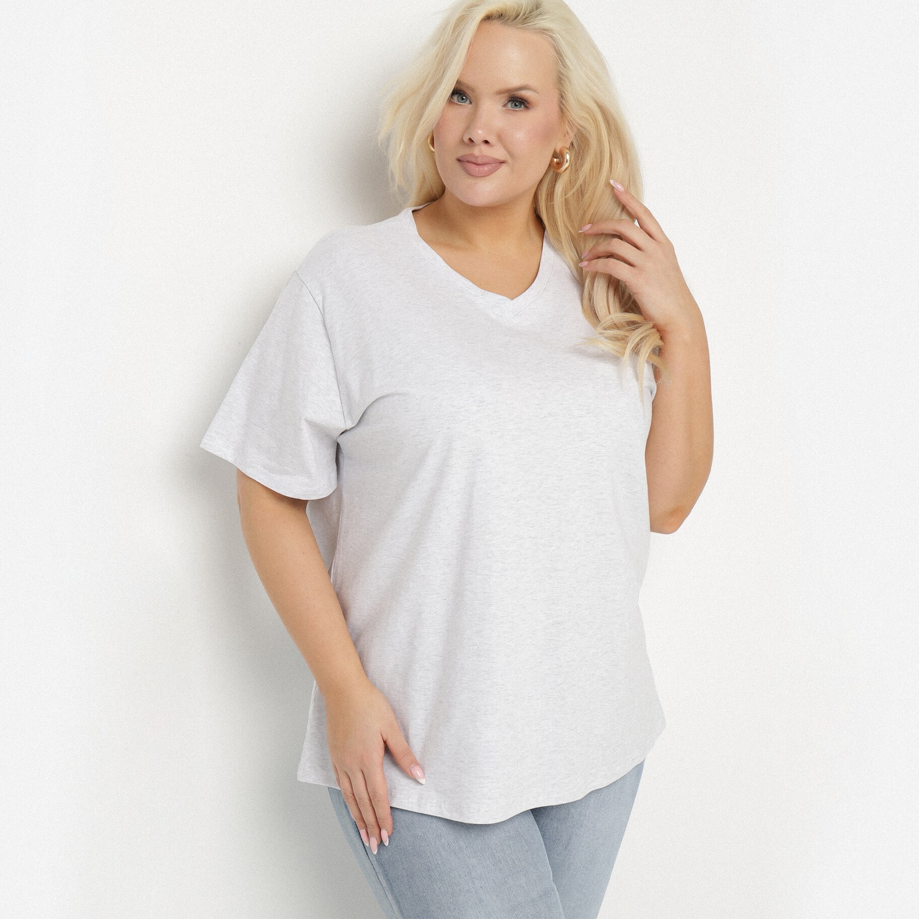 Szürke Póló, szürke, textil, Born2be, nyári,  5XL akciós termékkép 1