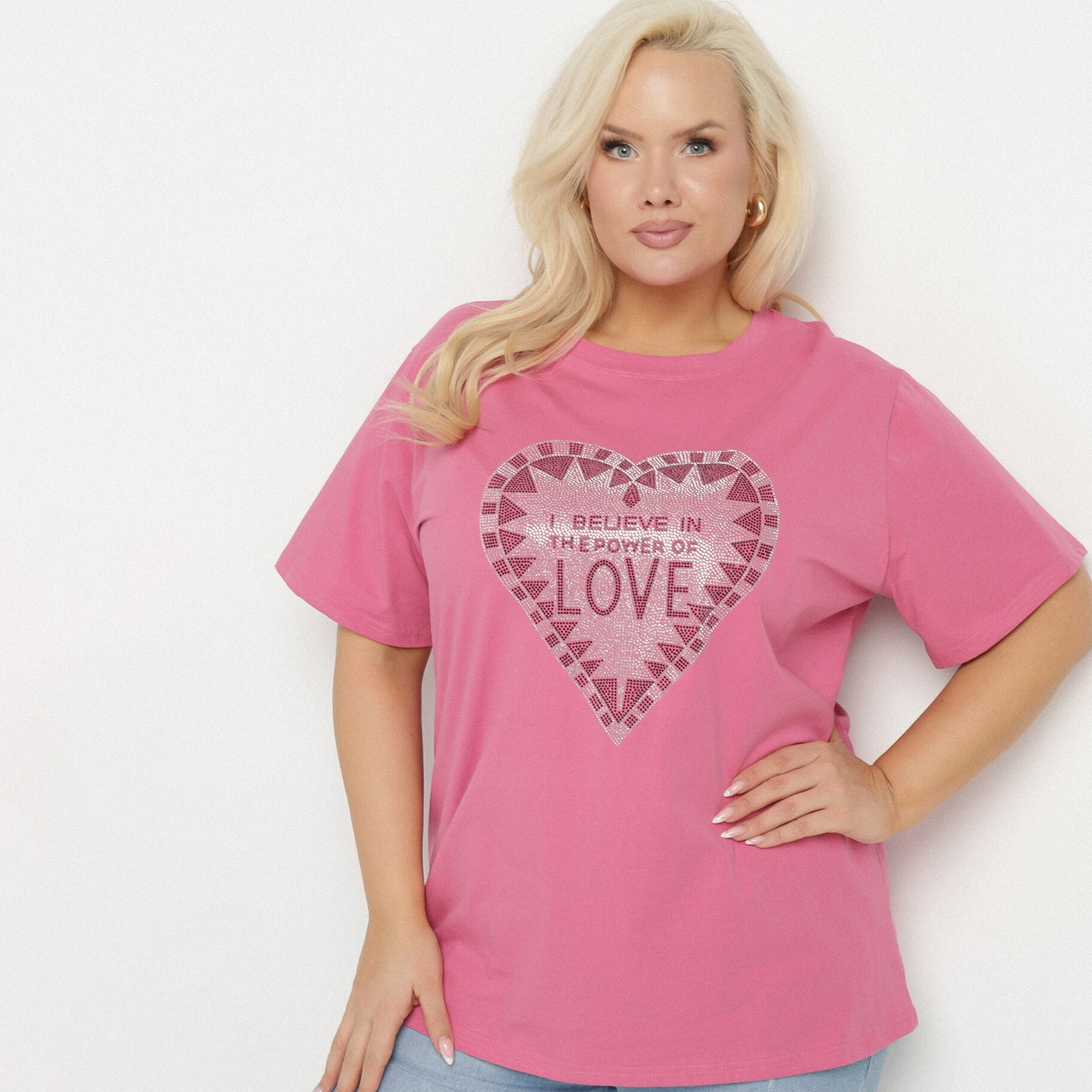 Rózsaszín Póló, rózsaszín, textil, Born2be, nyári,  3XL akciós termékkép 1