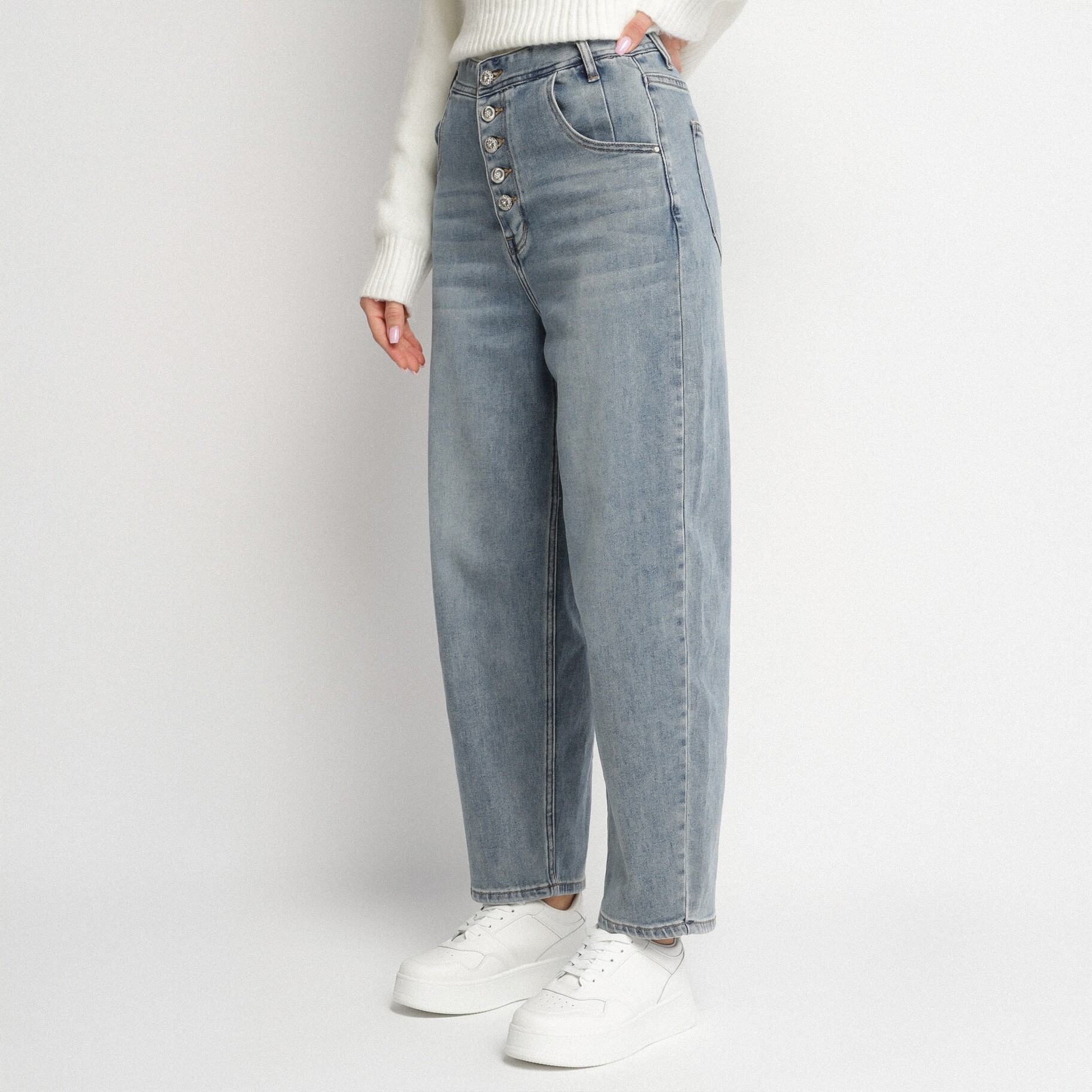Tengerészkék Farmer, kék, textil, Born2be, egész évben,  XS akciós termékkép 1
