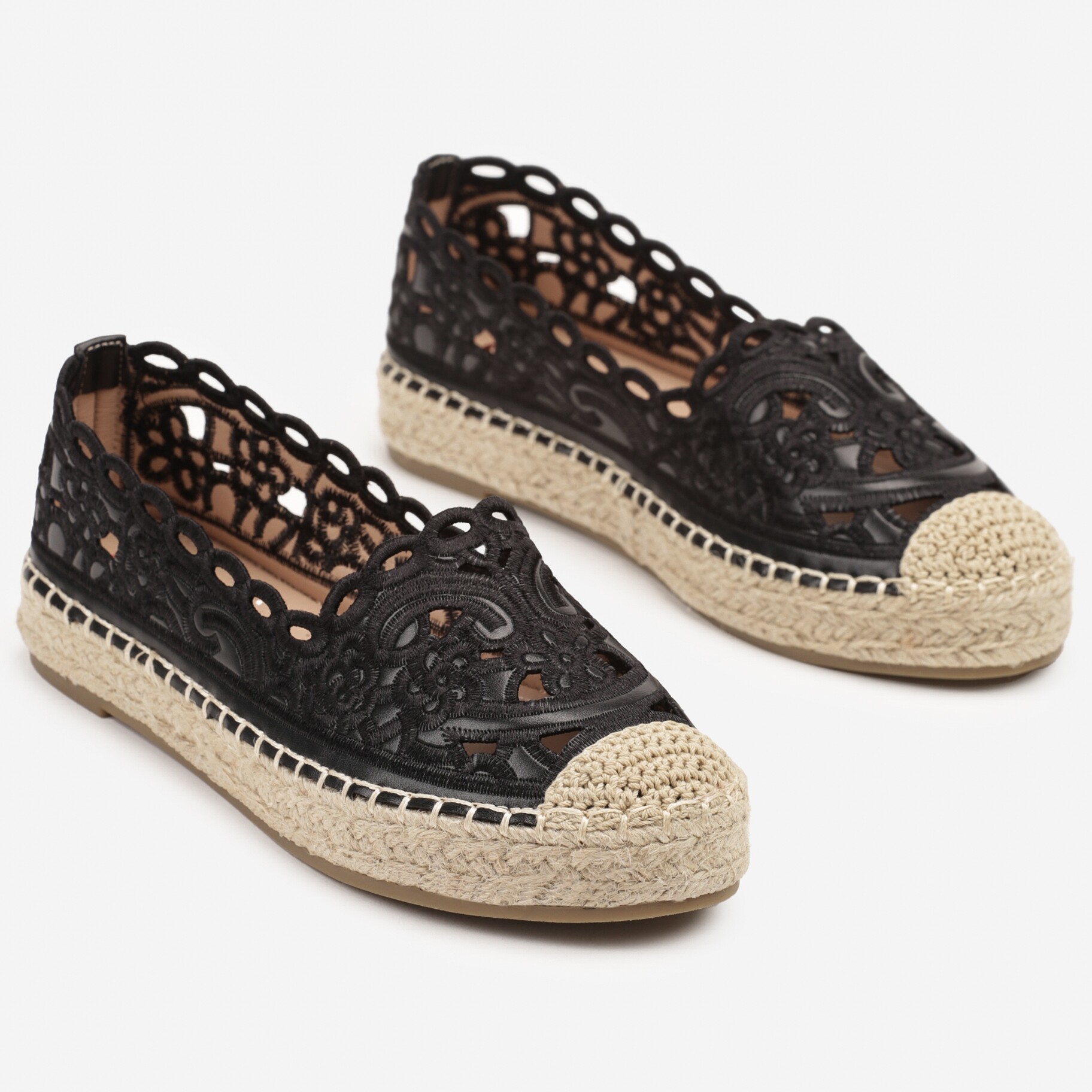 Fekete Espadrilles, lakozott fekete, textil anyag, Born2be, nyári,  36 akciós termékkép 1