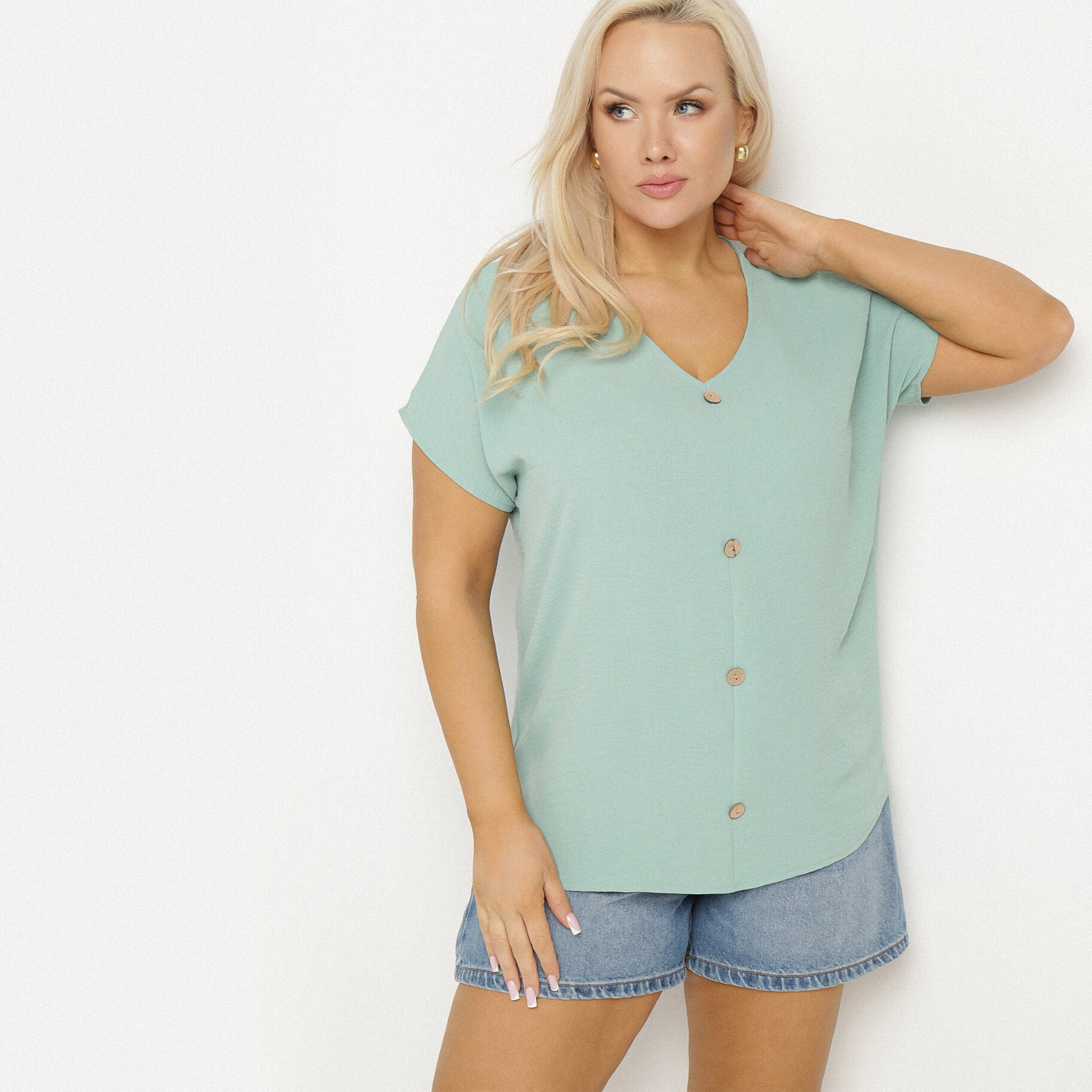 Zöld Blúz, zöld, textil, Born2be, nyári,  3XL akciós termékkép 1