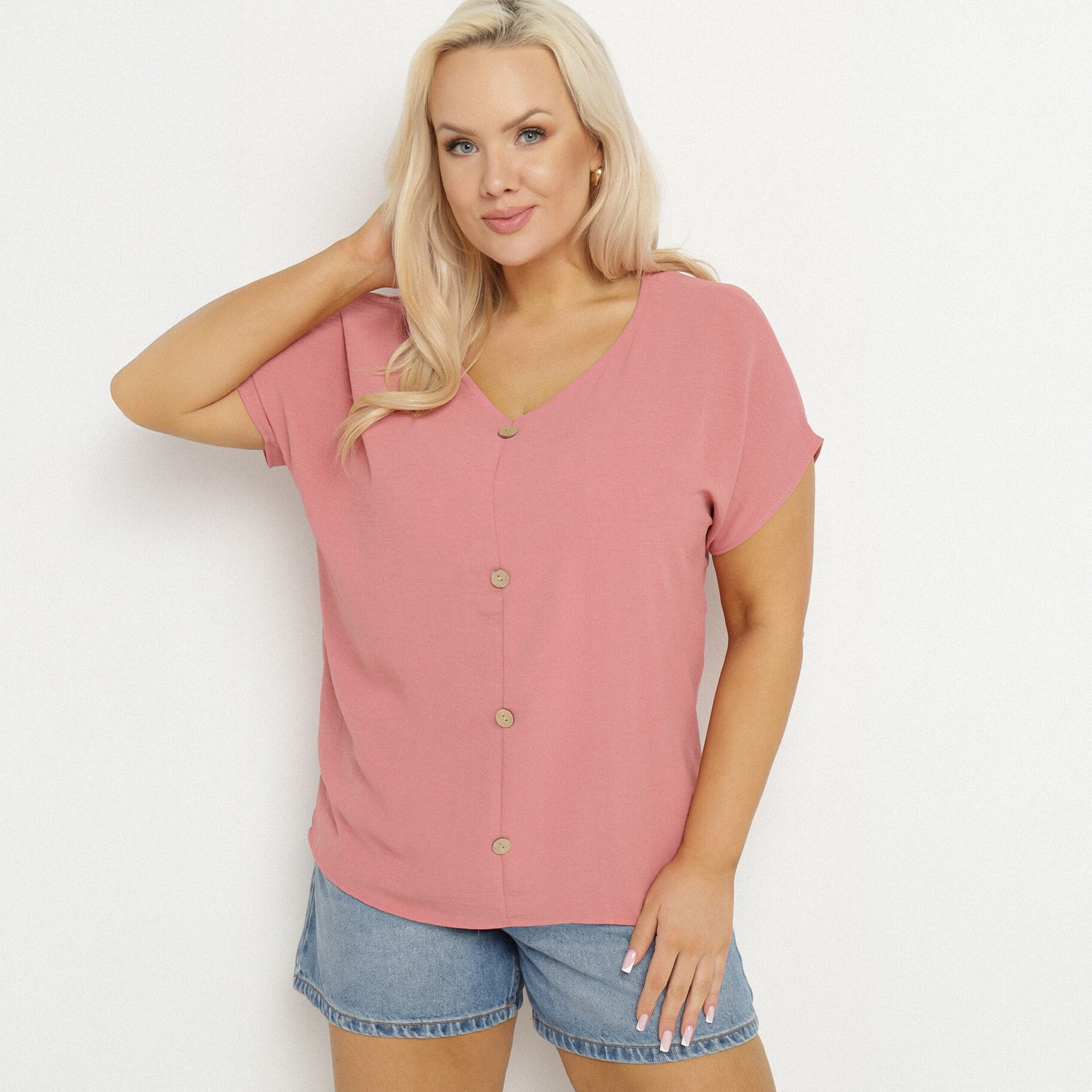 Rózsaszín Blúz, rózsaszín, textil, Born2be, nyári,  2XL akciós termékkép 1