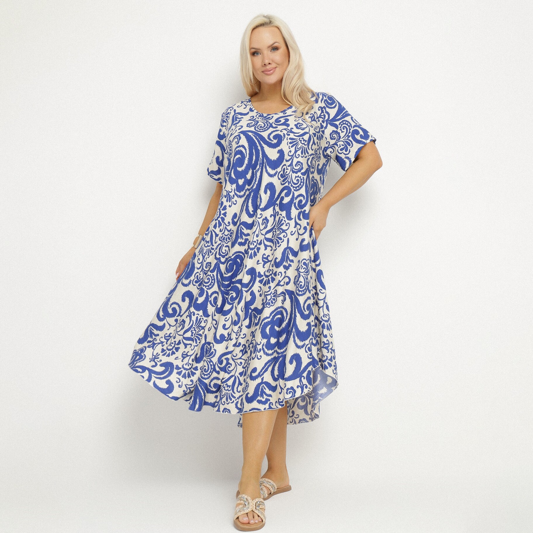 Kék Ruha, kék, textil, Born2be, nyári,  2XL akciós termékkép 1