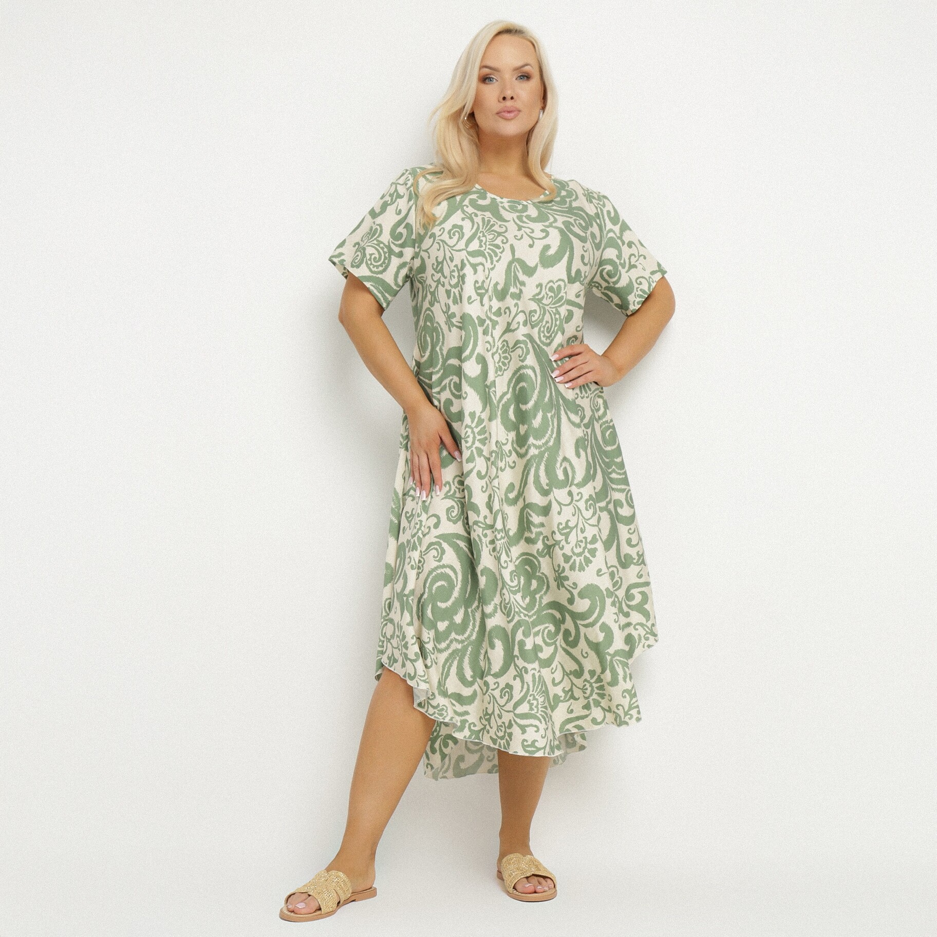 Zöld Ruha, zöld, textil, Born2be, nyári,  2XL akciós termékkép 1