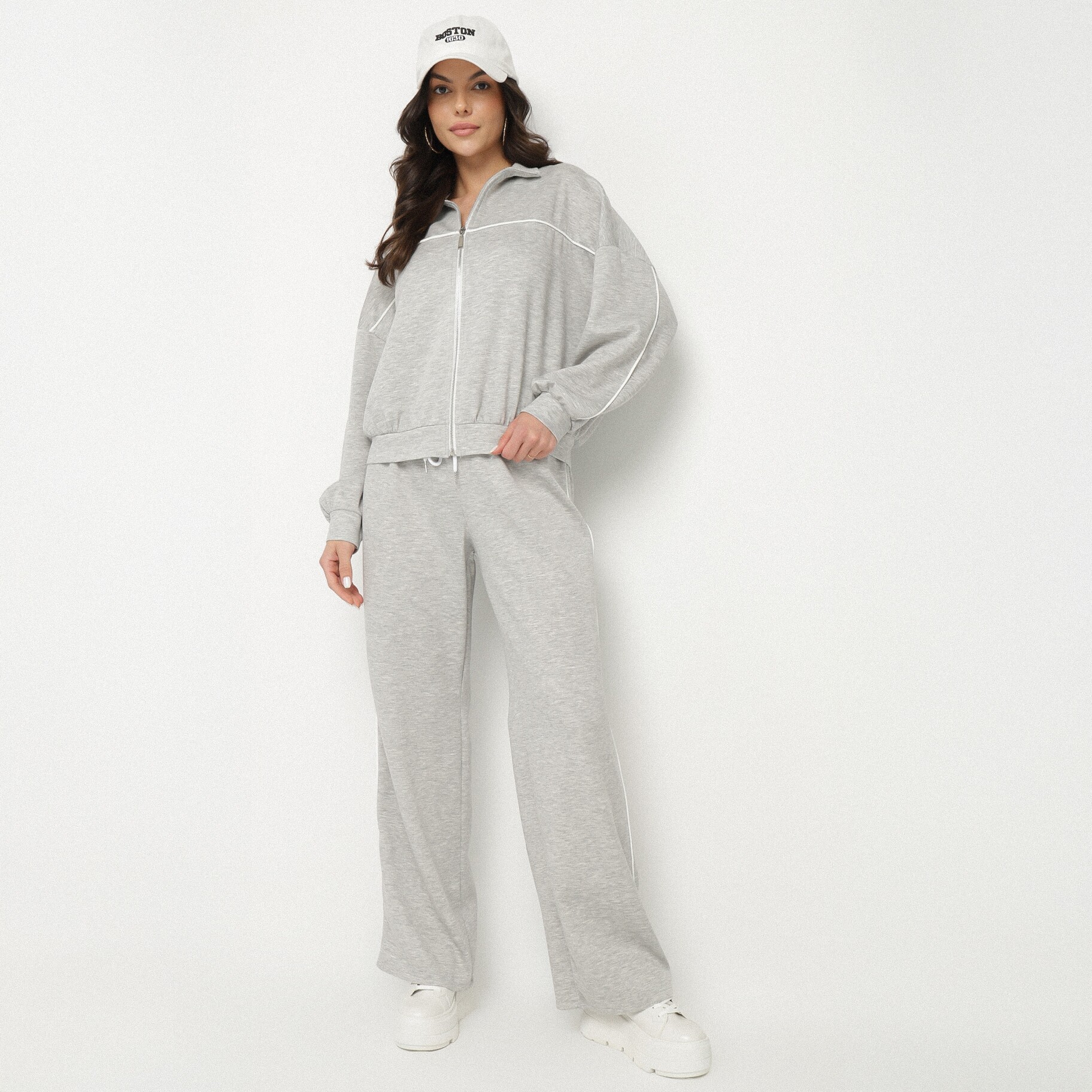 Szürke melegítőruha együttes, szürke, textil, Born2be, átmeneti,  ONE SIZE akciós termékkép 1