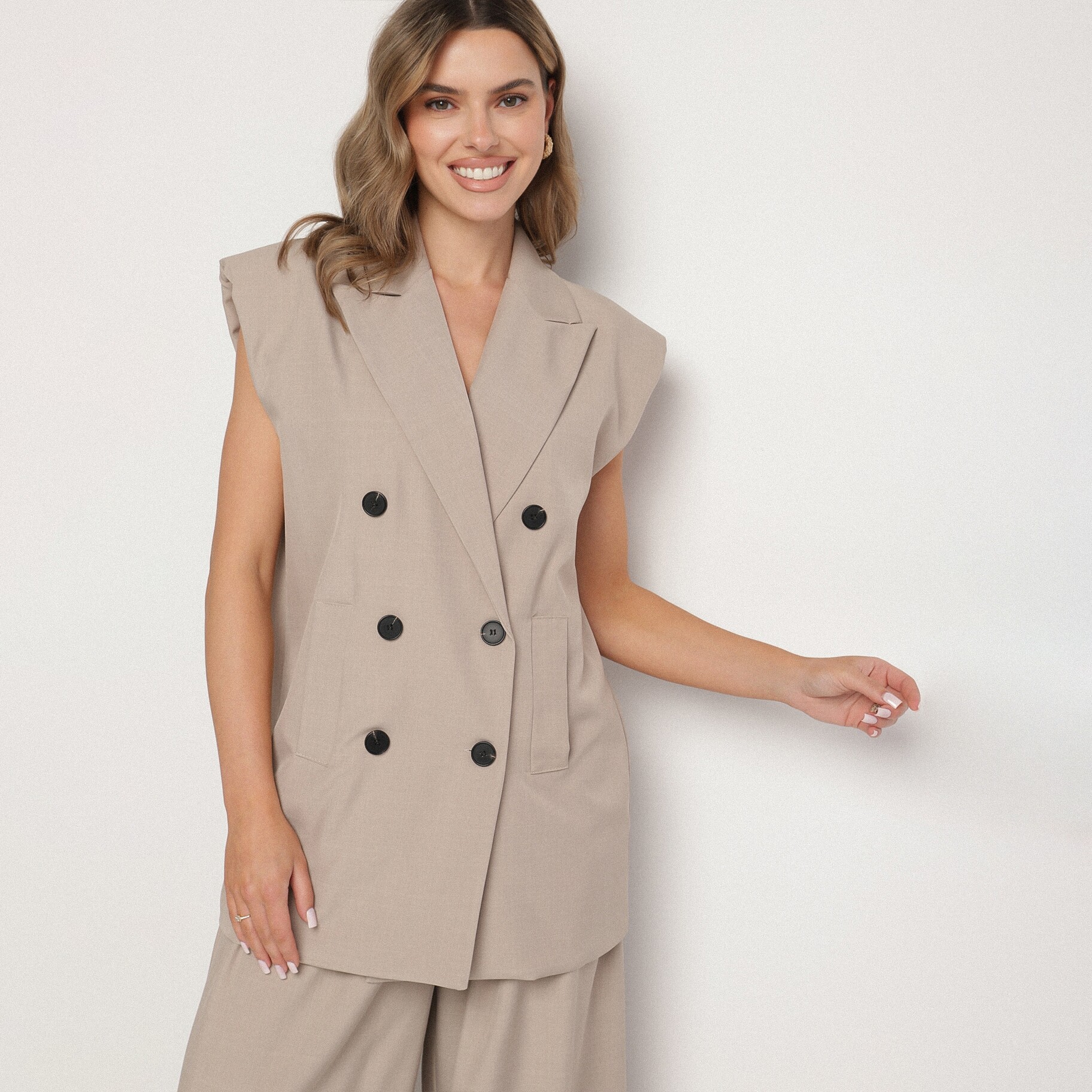 Bézs Mellény, bézs, textil, Born2be, nyári,  XL akciós termékkép 1