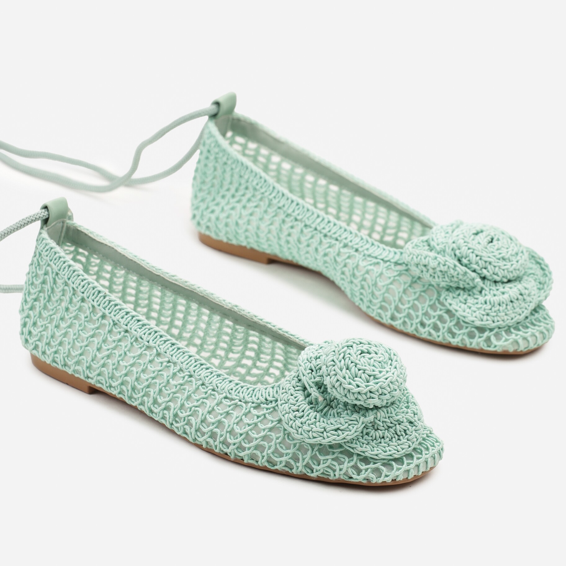 Zöld Balerina lapossarkú cipő, zöld, textil anyag, Born2be, nyári,  36 akciós termékkép 1