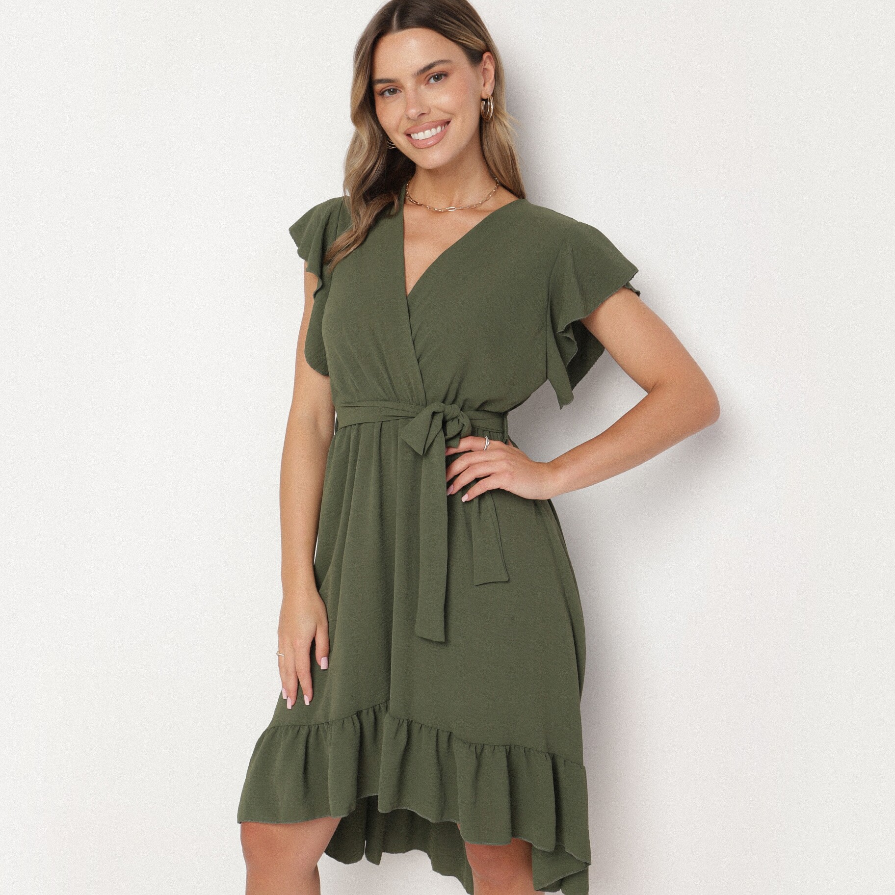 Zöld ruha, zöld, textil, Born2be, nyári,  ONE SIZE akciós termékkép 1