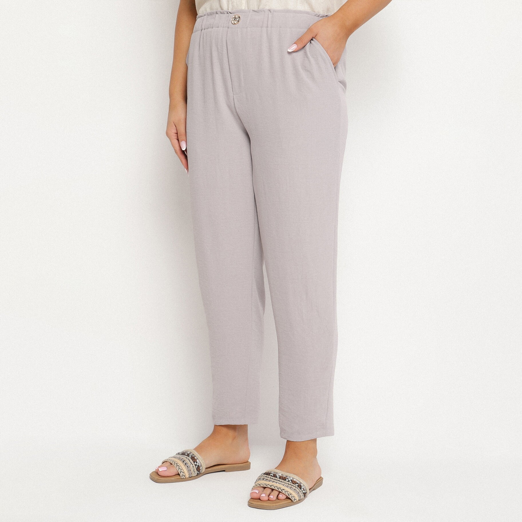 Szürke Nadrág, szürke, textil, Born2be, nyári,  4XL akciós termékkép 1