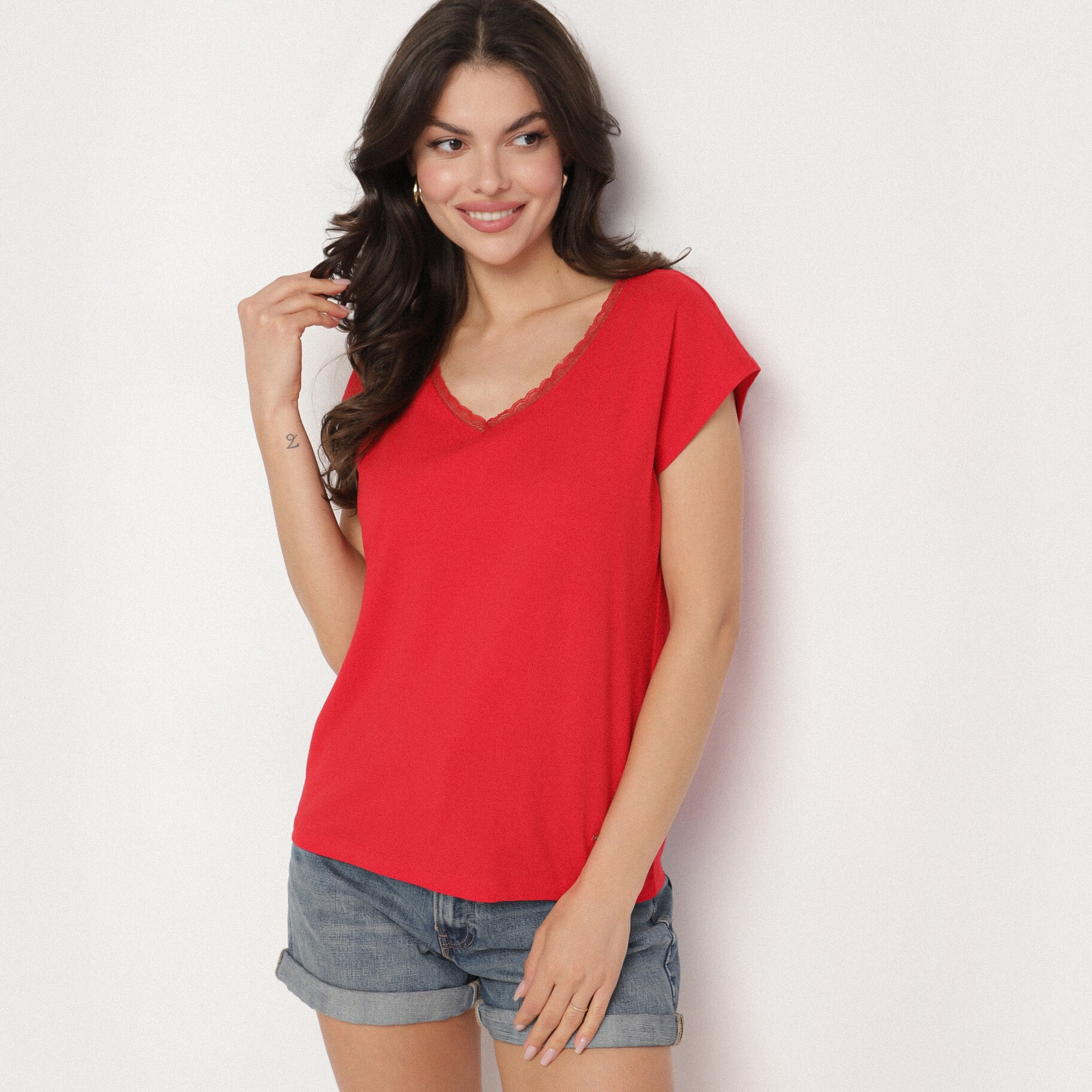 Piros Póló, piros, textil, Born2be, nyári,  3XL akciós termékkép 1