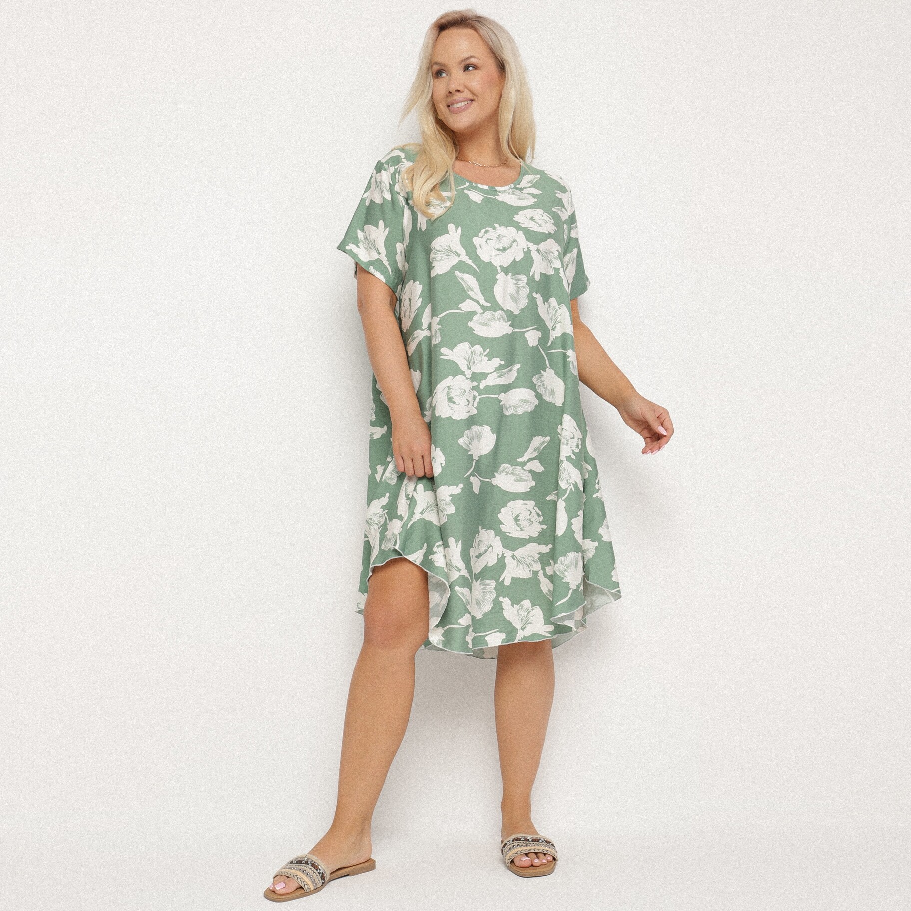 Zöld Ruha, zöld, textil, Born2be, nyári,  5XL akciós termékkép 1
