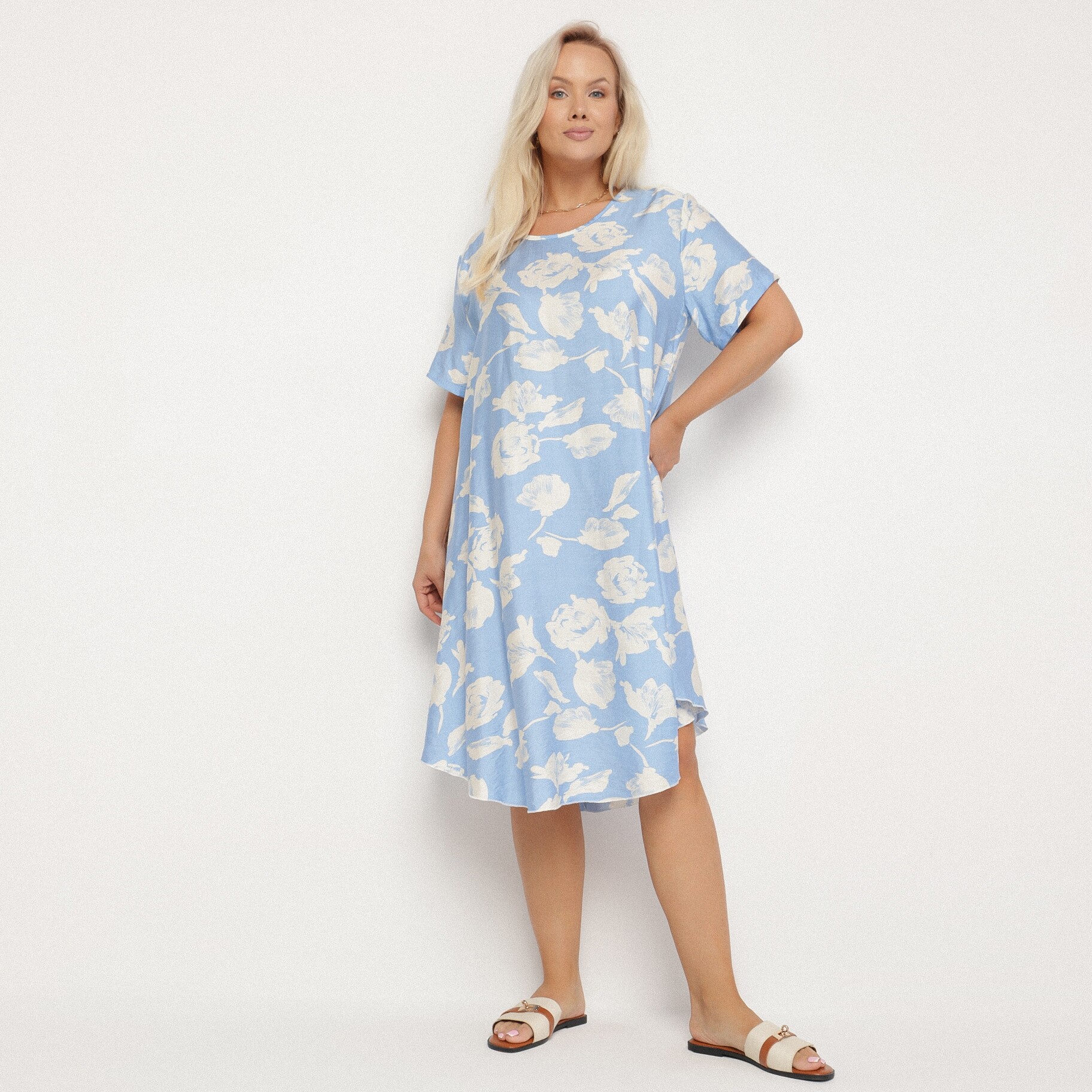 Kék Ruha, kék, textil, Born2be, nyári,  6XL akciós termékkép 1
