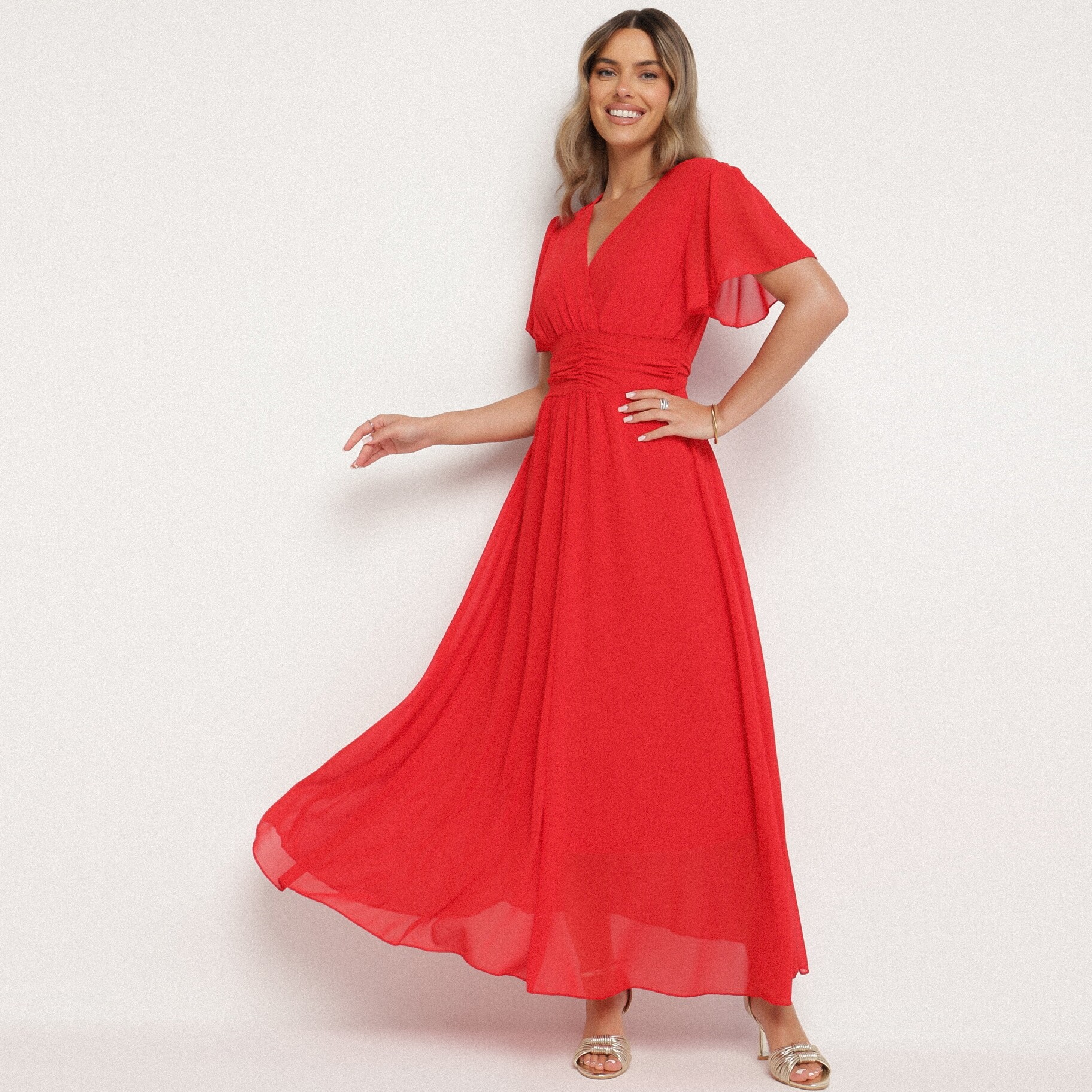 Piros ruha, piros, textil, Born2be, nyári,  ONE SIZE akciós termékkép 1