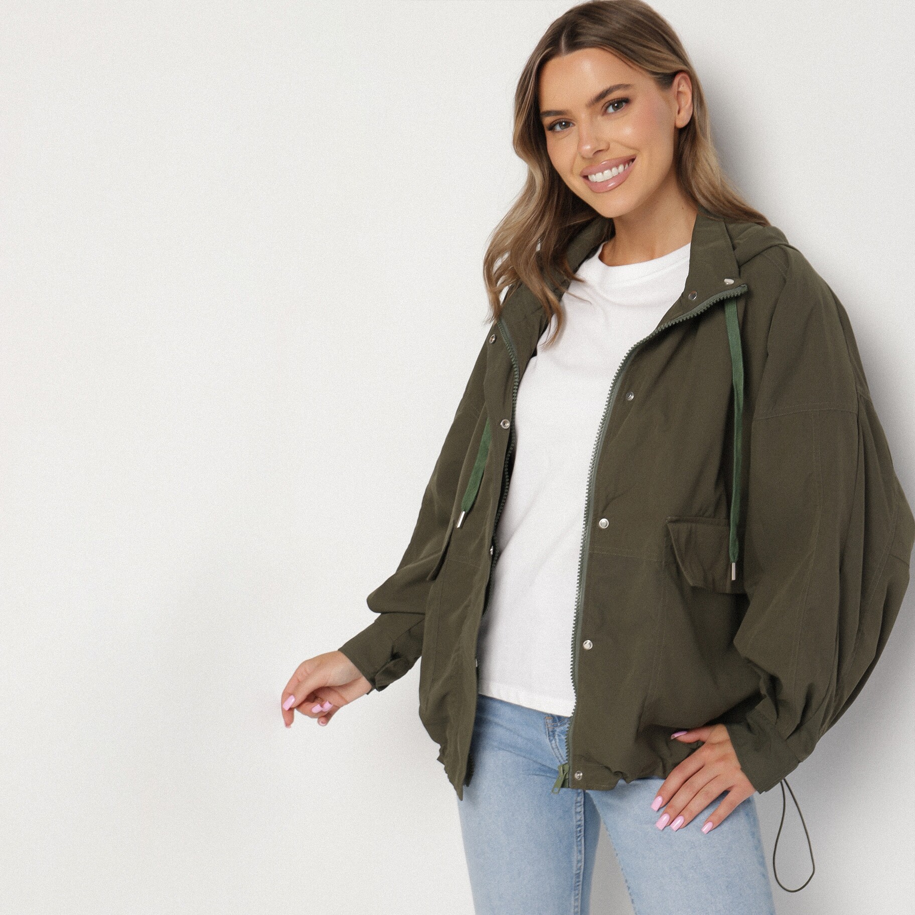 Sötét bézs Dzseki, zöld, textil, Born2be, átmeneti,  ONE SIZE akciós termékkép 1
