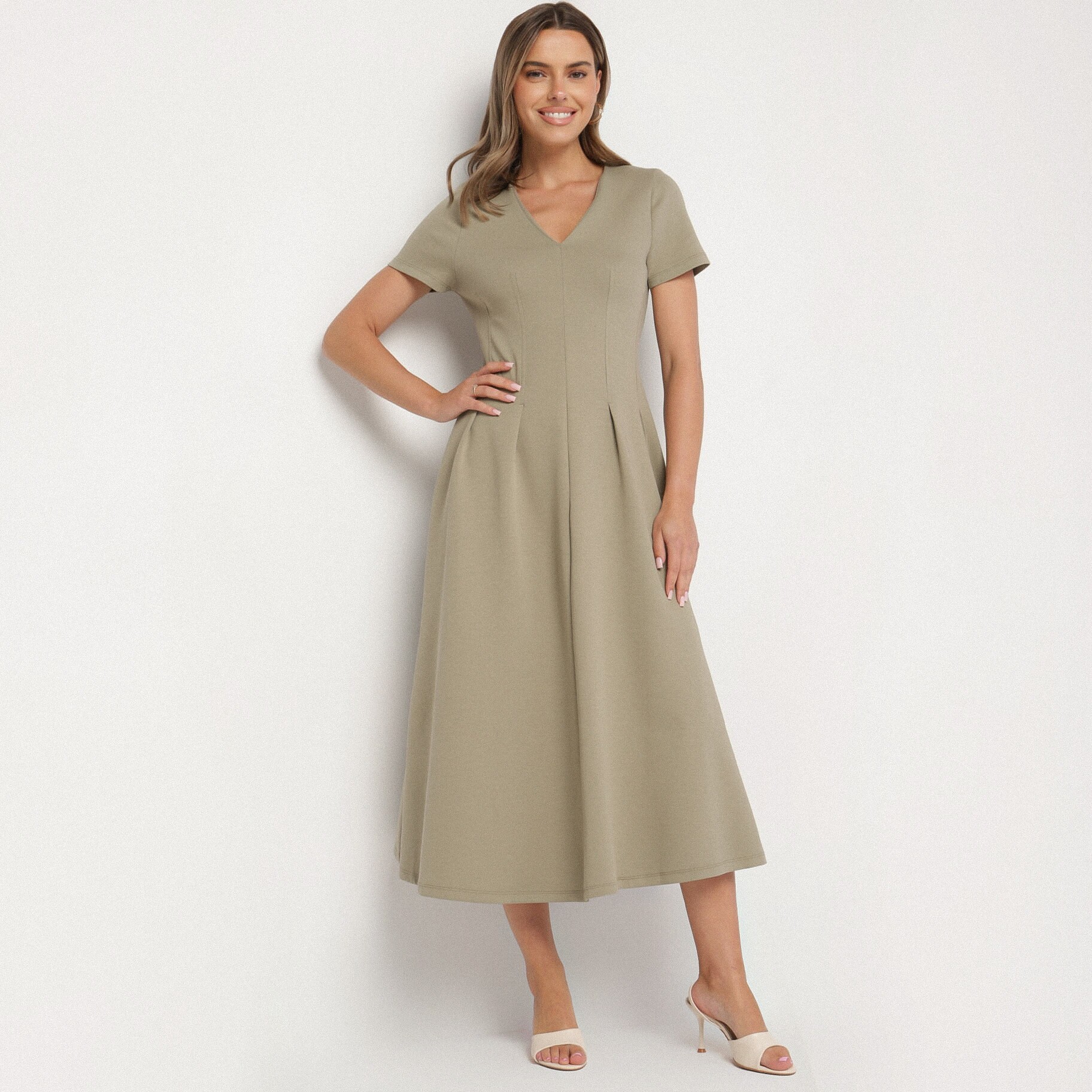 Sötét bézs bézs Ruha, bézs, textil, Born2be, nyári,  S akciós termékkép 1