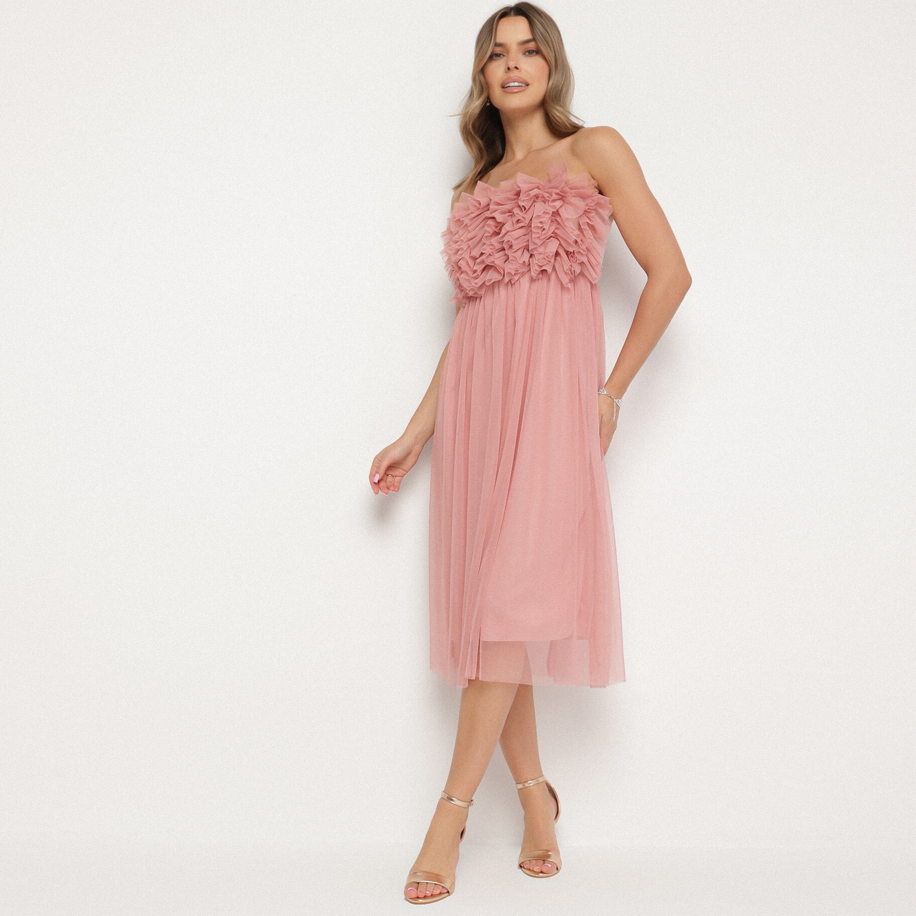 Rózsaszín ruha, rózsaszín, textil, Born2be, nyári,  ONE SIZE akciós termékkép 1