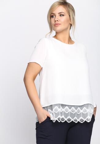 Biała Bluzka Lace Ruffle