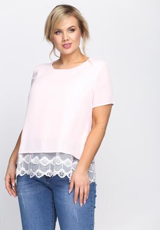 Jasnoróżowa Bluzka Lace Ruffle