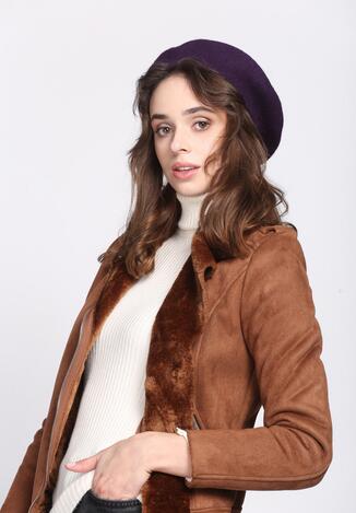 Ciemnofioletowy Beret Parisian Chic