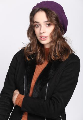 Ciemnofioletowy Beret Statement