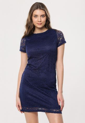 Granatowa Sukienka Loose Fitting