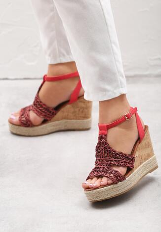 Czerwone Sandały Sweet Lace