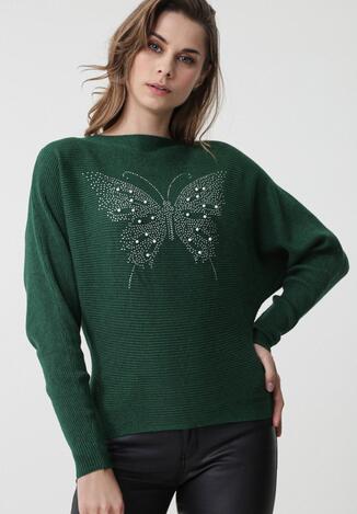 Ciemnozielony Sweter Drop Out