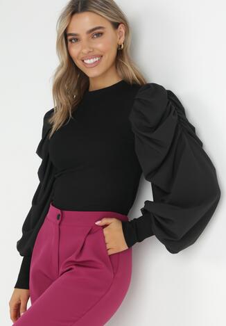 Czarna Bluzka z Bufkami Hafsa
