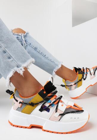 Biało-Pomarańczowe Sneakersy Kerokeis