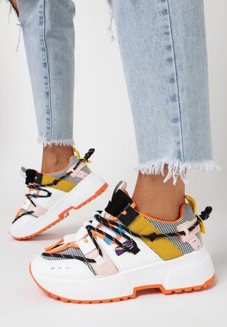 Biało-Pomarańczowe Sneakersy Kerokeis