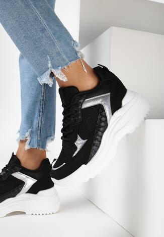 Czarne Sneakersy na Ukrytym Koturnie Bretiax