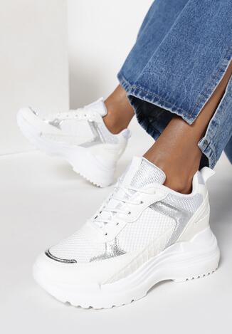 Białe Sneakersy na Ukrytym Koturnie Bretiax